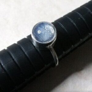 Pale Blue Aquamarine Cabochon Ring ~ Adjustable Sz 6.5 ~ Simple Clean Lines!